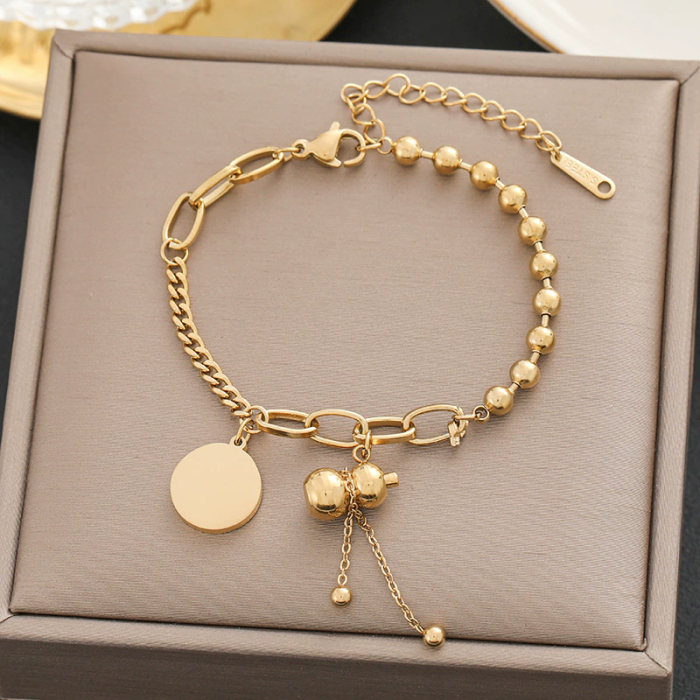 100 styles of bracelets in Europe and America 18k gold color non-disappearing titanium steel women's simple and versatile ins personalized fashion jewelry