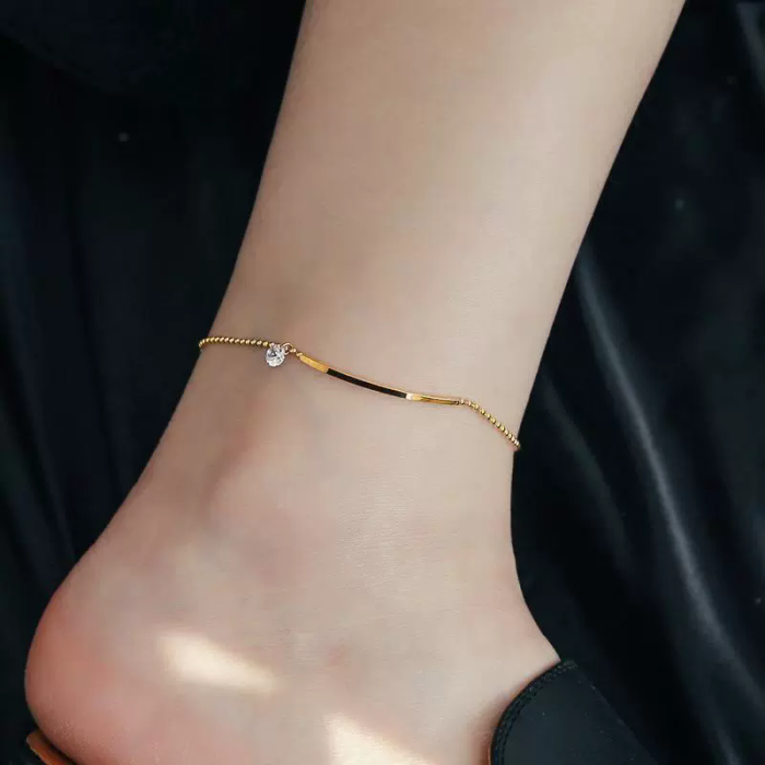 Trendy Double-sided Titanium Steel Double-layer Love Anklet for Women 18K Gold New Style Versatile and Unfastened Fas...
