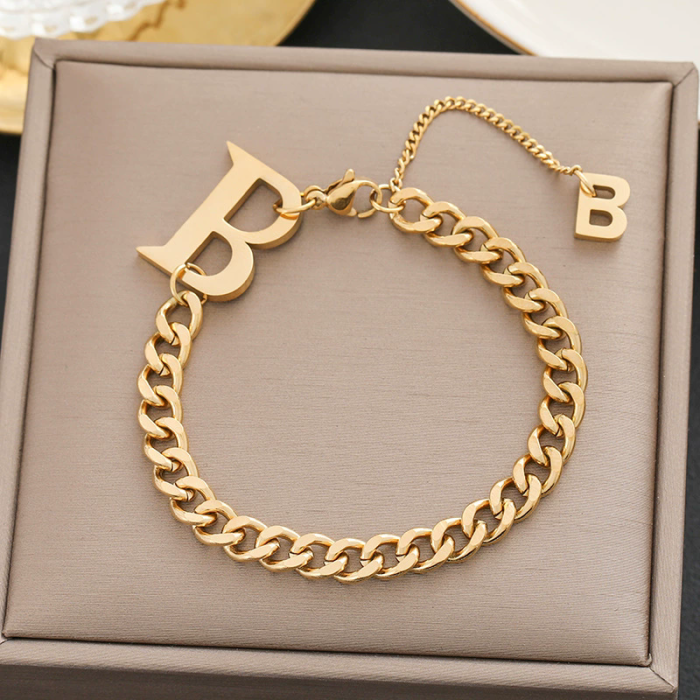 100 styles of bracelets in Europe and America 18k gold color non-disappearing titanium steel women's simple and versatile ins personalized fashion jewelry