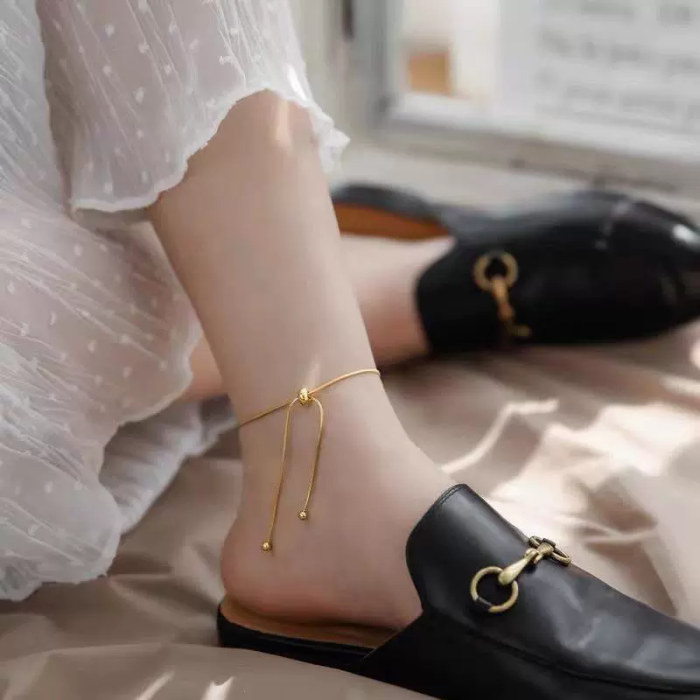 Trendy Double-sided Titanium Steel Double-layer Love Anklet for Women 18K Gold New Style Versatile and Unfastened Fas...