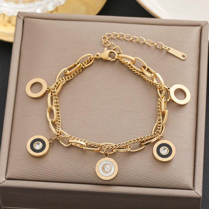 100 styles of bracelets in Europe and America 18k gold color non-disappearing titanium steel women's simple and versatile ins personalized fashion jewelry