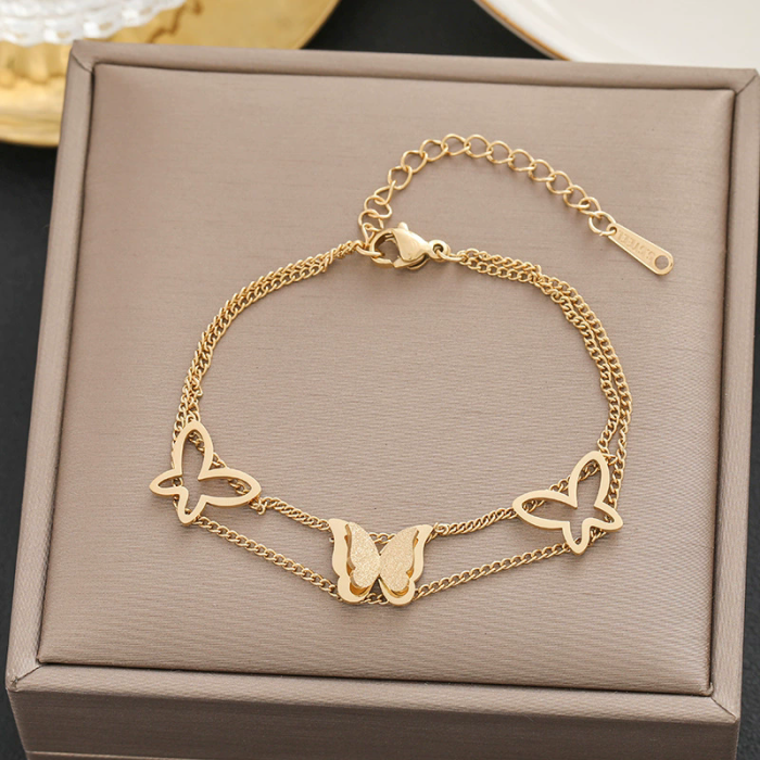 100 styles of bracelets in Europe and America 18k gold color non-disappearing titanium steel women's simple and versatile ins personalized fashion jewelry