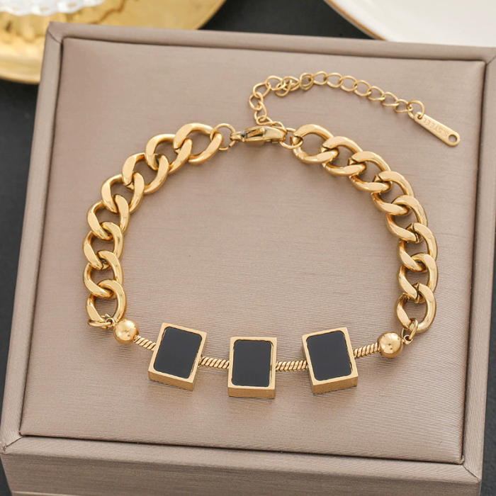 100 styles of bracelets in Europe and America 18k gold color non-disappearing titanium steel women's simple and versatile ins personalized fashion jewelry