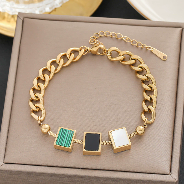 100 styles of bracelets in Europe and America 18k gold color non-disappearing titanium steel women's simple and versatile ins personalized fashion jewelry