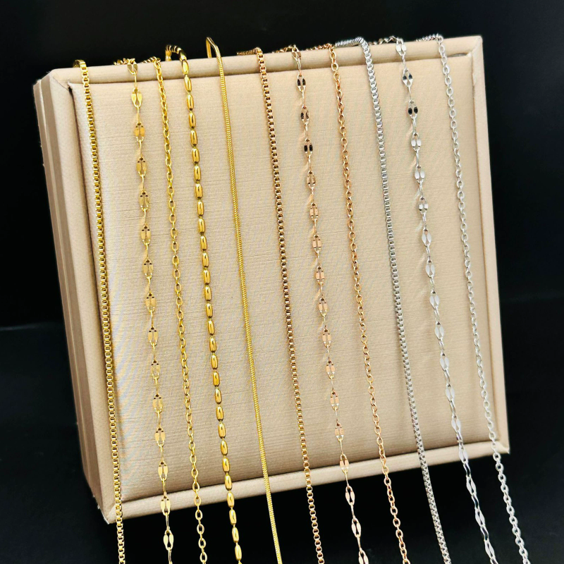 Titanium steel necklace bare chain without fading lips chain O-shaped chain 100 bundles of tail brand stainless steel English