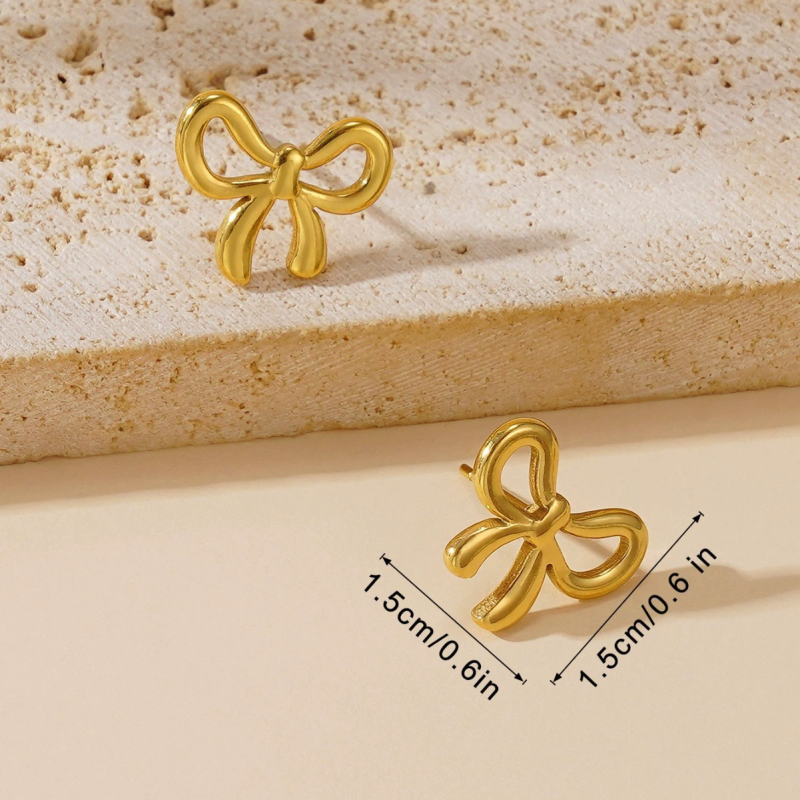 New titanium steel niche design cross-border color-fading cute hollow bow pendant necklace women's collarbone chain jewelry