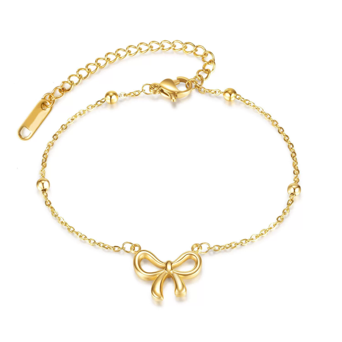 New titanium steel niche design cross-border color-fading cute hollow bow pendant necklace women's collarbone chain jewelry