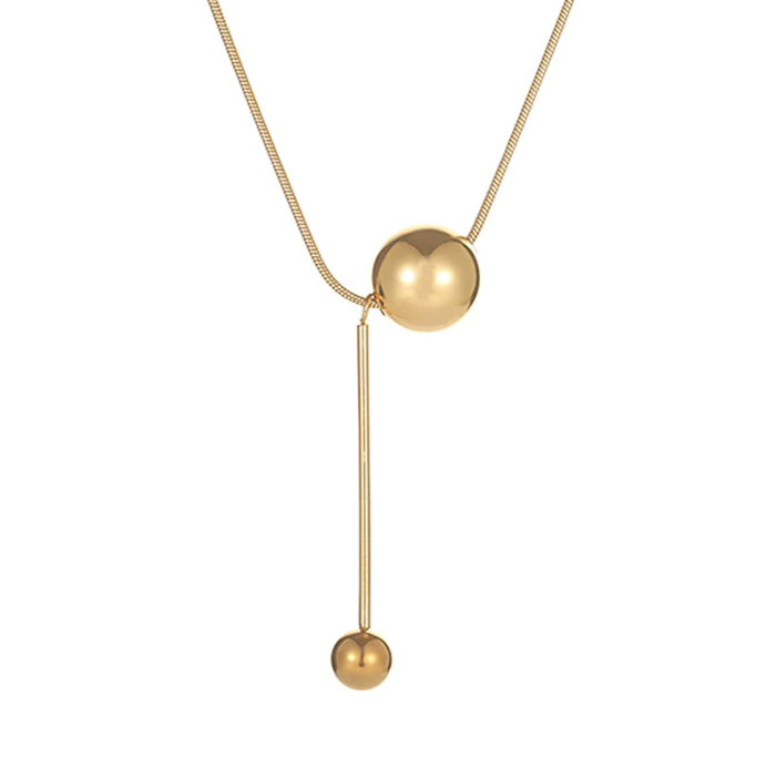 Gold Ball Titanium Steel Necklace New Style Light Luxury Without Fading, Niche Collarbone Chain Women's Design Pendant