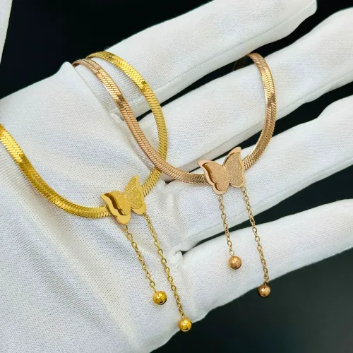 Titanium steel temperament simple butterfly tassel blade chain necklace for women without fading gold fashionable and versatile elegant accessories