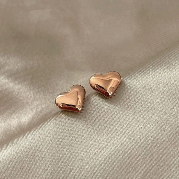 Love Heart 18K Gold Titanium Steel Ear Wire Women's Non-Fallen Temperament Long Earrings Earrings Trendy Face Slimmin...