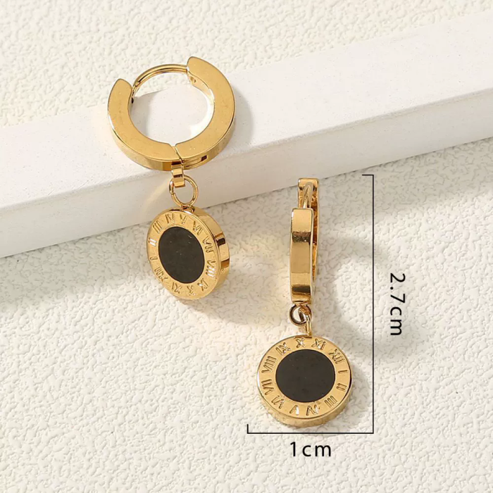 Titanium Steel Earrings Roman Numerals Korean Style Simple Jewelry Cute Girls Earrings Fashionable Autumn and Winter...