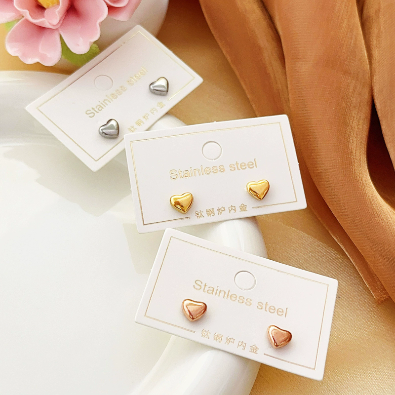 Love Heart 18K Gold Titanium Steel Ear Wire Women's Non-Fallen Temperament Long Earrings Earrings Trendy Face Slimming Ear Chains