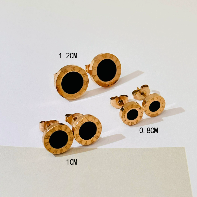 Titanium steel earrings Roman numerals Korean style simple jewelry cute girls earrings fashionable autumn and winter earrings wholesale
