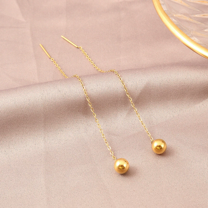 Love Heart 18K Gold Titanium Steel Ear Wire Women's Non-Fallen Temperament Long Earrings Earrings Trendy Face Slimmin...