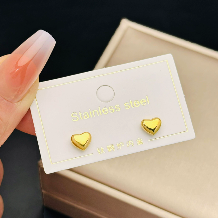 Love Heart 18K Gold Titanium Steel Ear Wire Women's Non-Fallen Temperament Long Earrings Earrings Trendy Face Slimmin...