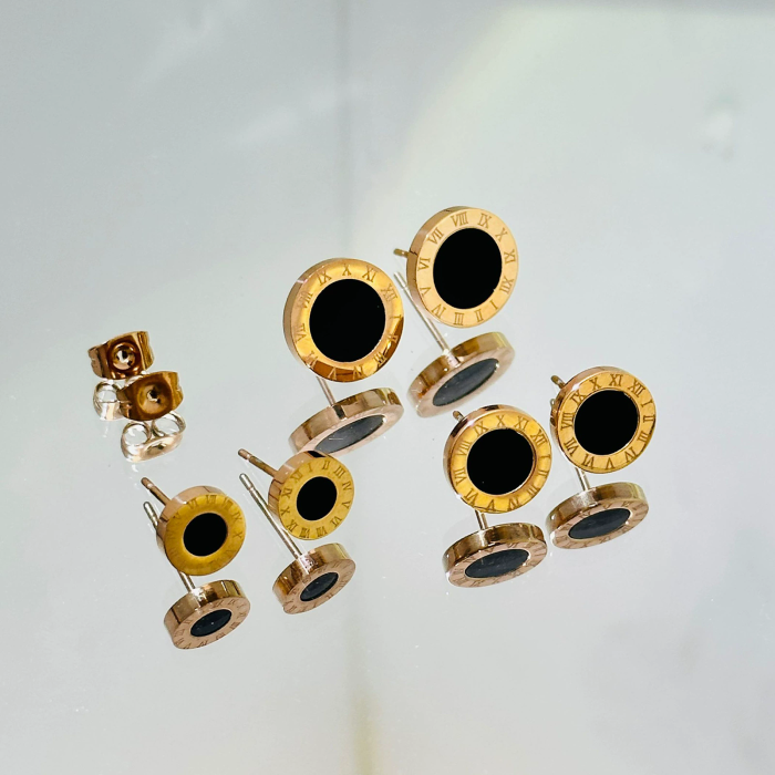 Titanium Steel Earrings Roman Numerals Korean Style Simple Jewelry Cute Girls Earrings Fashionable Autumn and Winter...