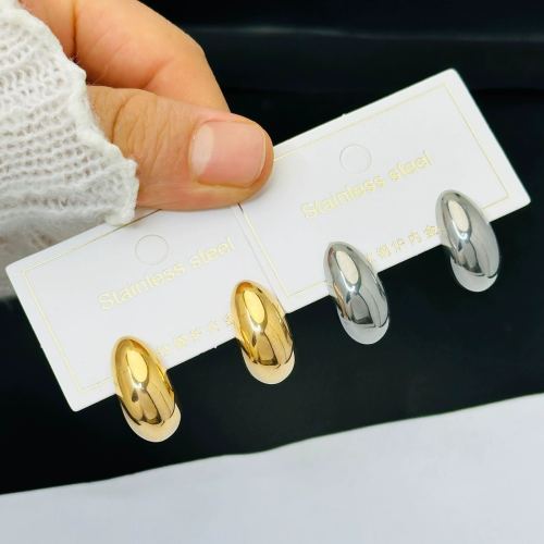 European and American Korean version of titanium steel earrings Hong Kong style retro earrings for women with high-end geometric plain ring ear buckles versatile and exaggerated jewelry