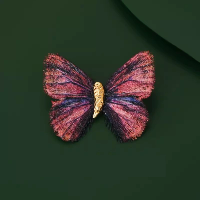 Retro butterfly brooch high-end women's light gradient embroidered butterfly corsage exquisite luxury suit accessories pin