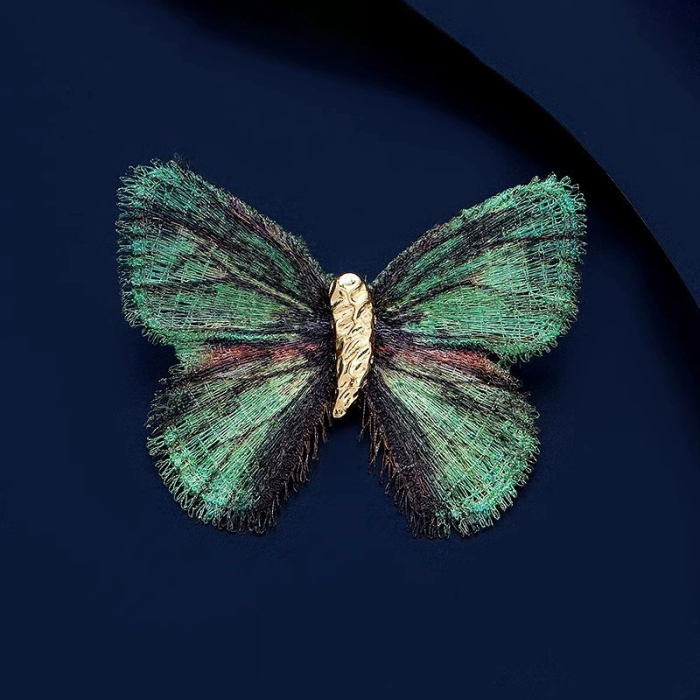 Retro butterfly brooch high-end women's light gradient embroidered butterfly corsage exquisite luxury suit accessories pin