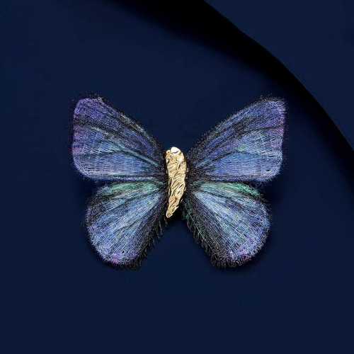 Retro butterfly brooch high-end women's light gradient embroidered butterfly corsage exquisite luxury suit accessories pin