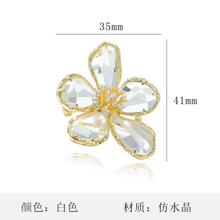 Retro corsage, fashionable trendy crystal flower brooch for women, European and American pin buckle decoration creative and versatile temperament accessories