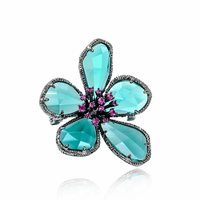 Retro corsage, fashionable trendy crystal flower brooch for women, European and American pin buckle decoration creative and versatile temperament accessories