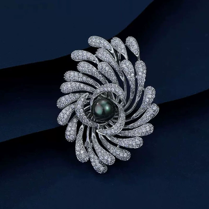 Luxury atmospheric firework brooch high-end women's retro pearl brooch light luxury niche high-end sense pin suit accessories