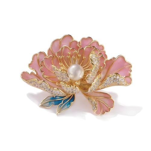Peony brooch high-end women's exquisite Chinese style pearl corsage temperament flower cheongsam Hanfu pin accessories