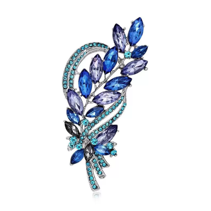 Retro European and American crystal gem brooch high-end women's corsage pin atmospheric suit evening dress versatile accessories