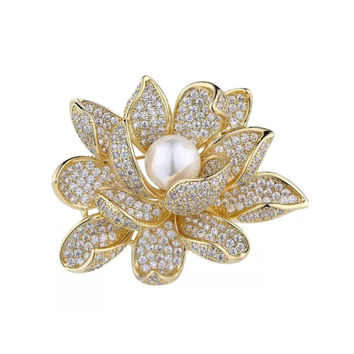 Prosperous Lotus Brooch High-end Women's Exquisite Luxury Brooch 2024 New Trendy Flower Pin High-end Accessories