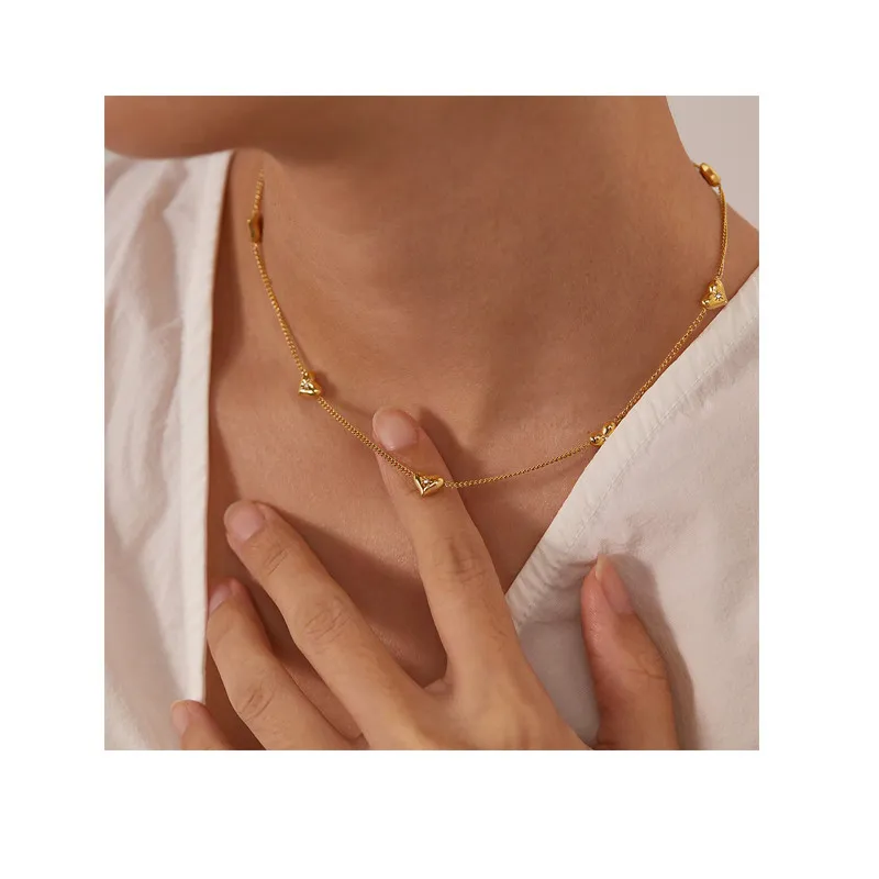 Elegant Zircon Heart Necklace for Women Gold Color Stainless Steel Water Proof Love Necklace Fashion Jewelry Gifts