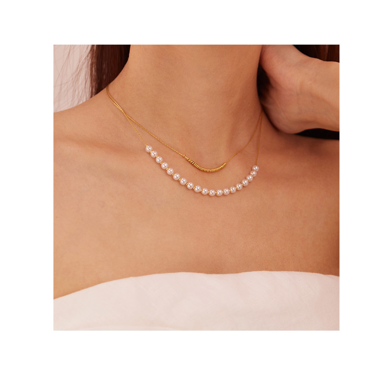 Women's Necklace Fashion Niche High-end Clavicle Chain Jewelry Luxury Simple Temperament Versatile Titanium Steel Pearl Necklace