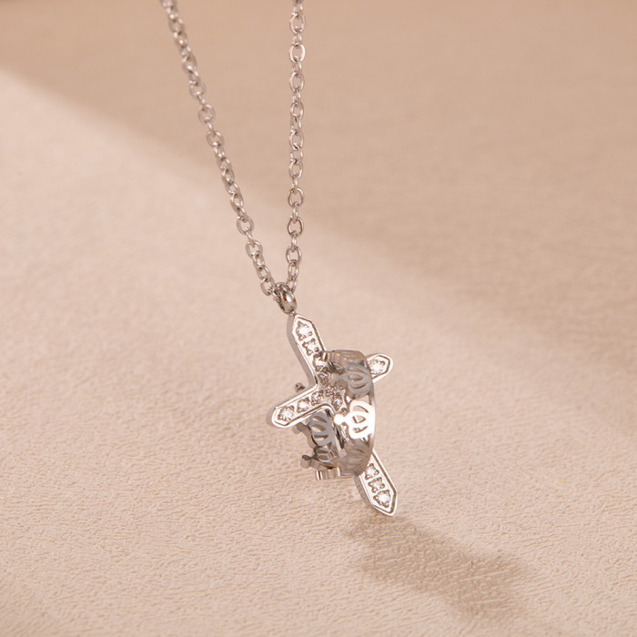 Classic Silver Inlaid Zircon Cross Necklace Gold Stainless Steel Stone Crown Necklace for Women Birthday Jewelry Gift