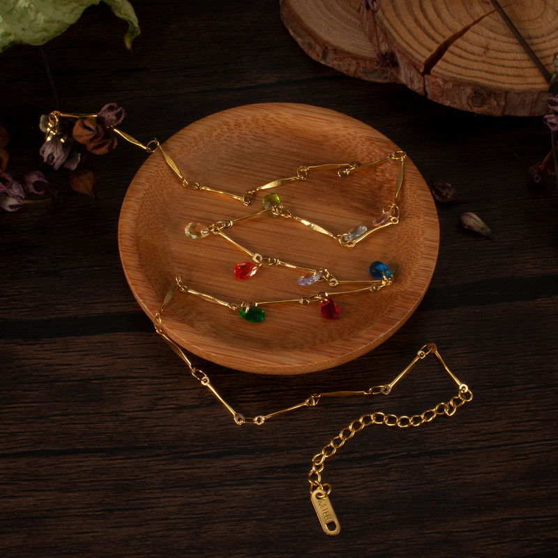 Bohemian Color Niche High-end Jewelry Wholesale Ins Light Luxury Temperament Versatile Titanium Steel Necklace Women