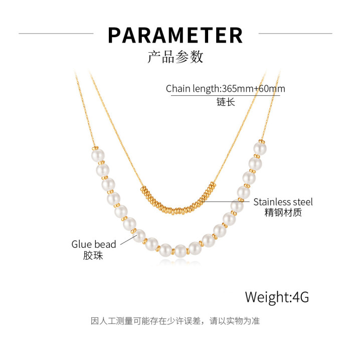 Women's Necklace Fashion Niche High-end Clavicle Chain Jewelry Luxury Simple Temperament Versatile Titanium Steel Pearl Necklace