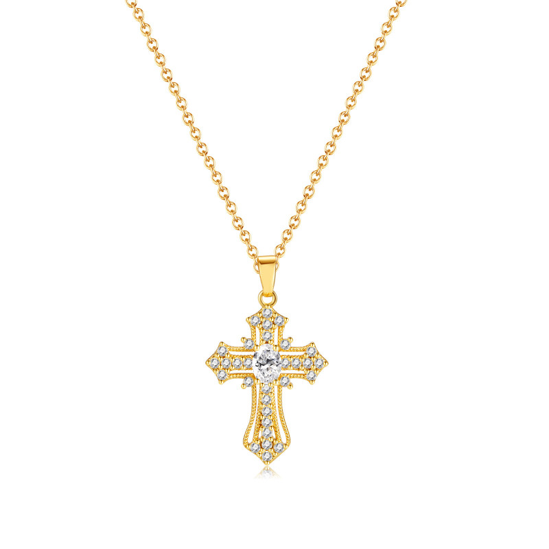 Vintage White Zircon Cross Pendant Clavicle Necklaces for Women Stainless Steel Chains Choker Christmas Day Jewelry Gifts