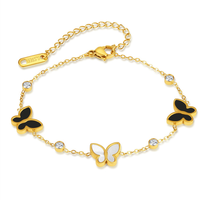 Fashionable Titanium Steel Bracelet Women's Light Luxury Versatile Niche Design High-End Feel Butterfly Jewelry