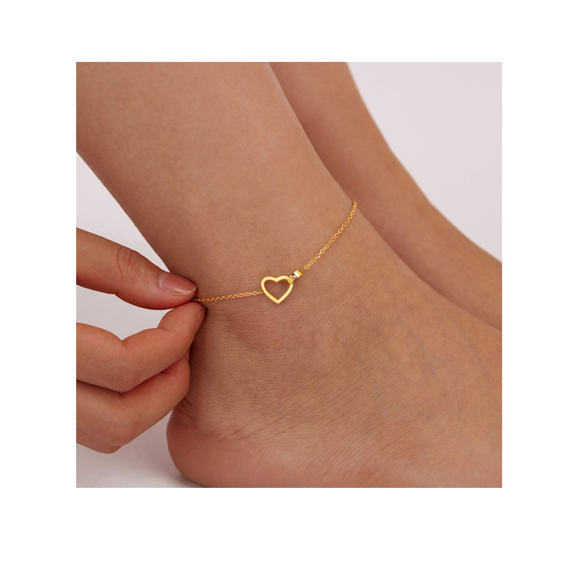 Korea Summer Fashion Hollow Heart Anklet Foot Chain Stainless Steel Anklets Jewelry for Women Girls