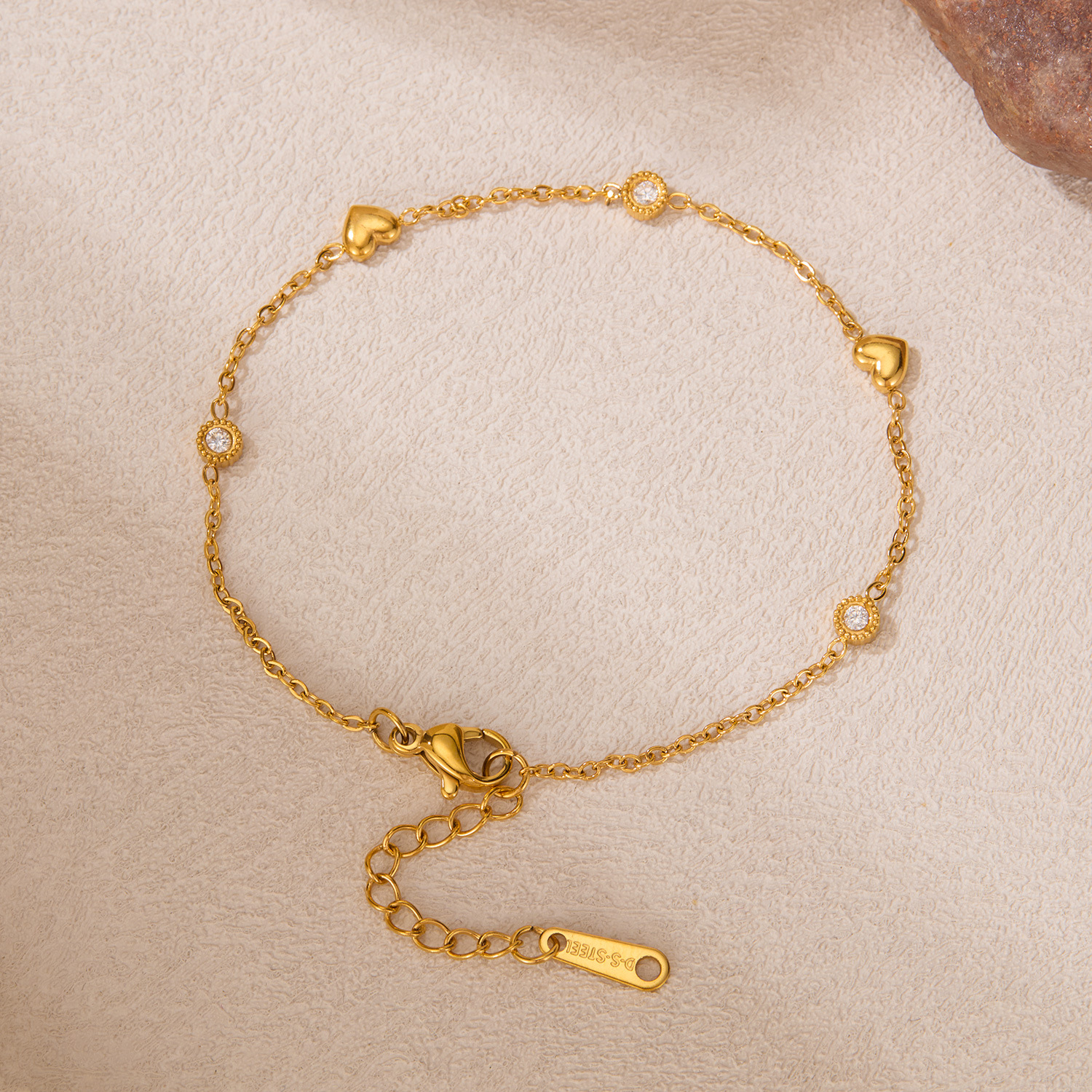 Fashion Gold Color Anklets for Women Stainless Steel Heart Charm Love Jewelry for Summer Feet Accessory