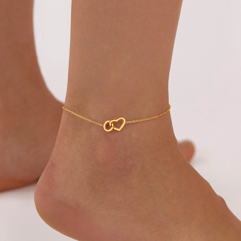 Korea Summer Fashion Hollow Heart Anklet Foot Chain Stainless Steel Anklets Jewelry for Women Girls