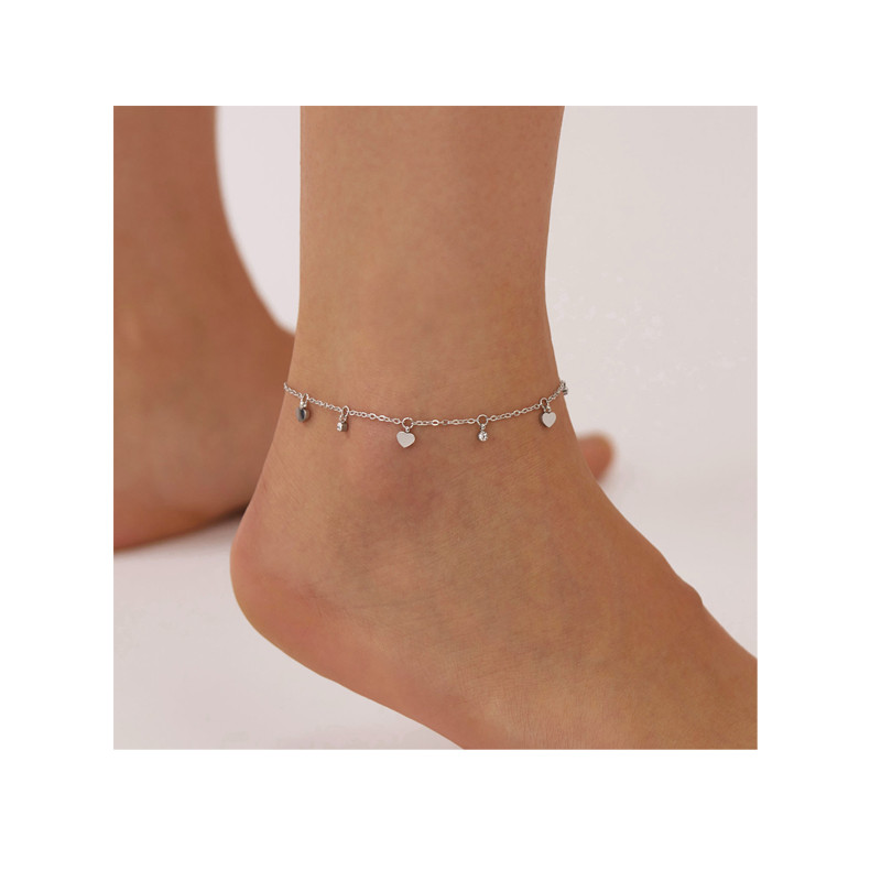 Classic Love Heart Anklet Foot Chain Rose Gold Color Fashion Stainless Steel Anklets Jewelry for Women Girls