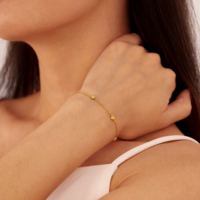 Fashion Gold Color Anklets for Women Stainless Steel Heart Charm Love Jewelry for Summer Feet Accessory