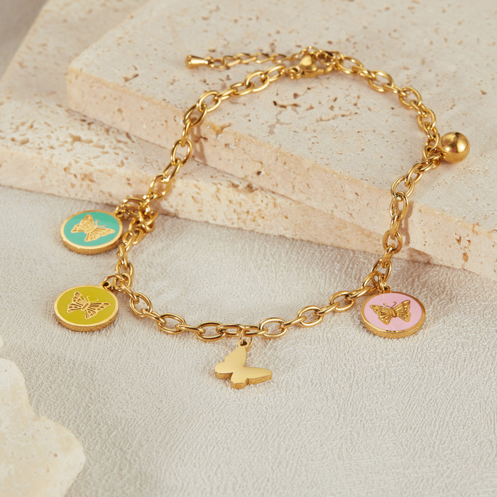 Wholesale European and American Fashion Niche Versatile Design Stainless Steel Butterfly Foot Accessories Anklet Women