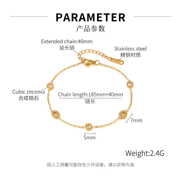 French Fashion Niche Design Sense Titanium Steel Bracelet Women's Jewelry Stainless Steel Stone Hand Jewelry