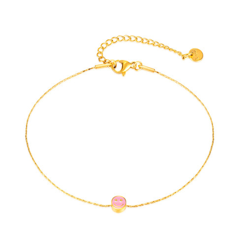 Fresh Smiley Face Accessories Ins Light Luxury and Versatile Titanium Steel Anklet Women's Jewelry