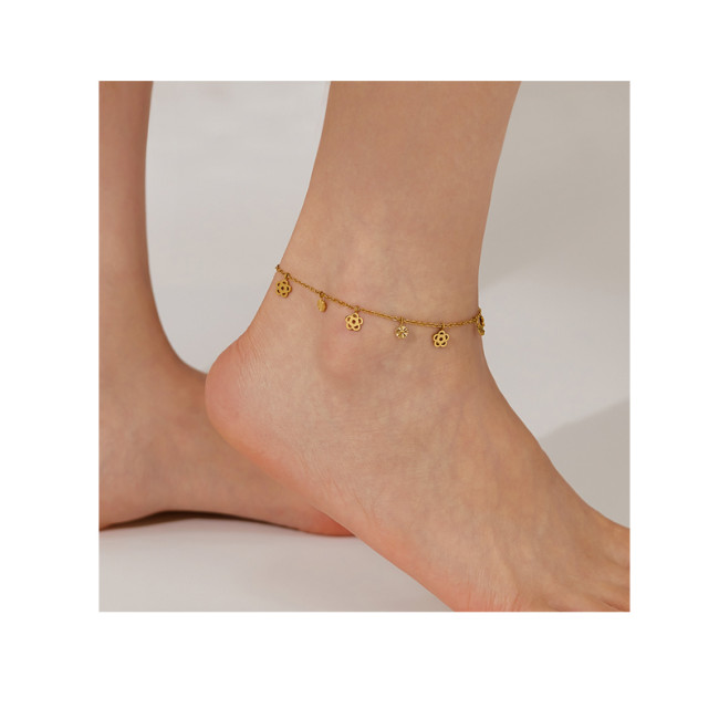Fashion Minimalist Stainless Steel Flower Accessories, Personalized and Trendy Versatile Ankle Chains, Necklaces