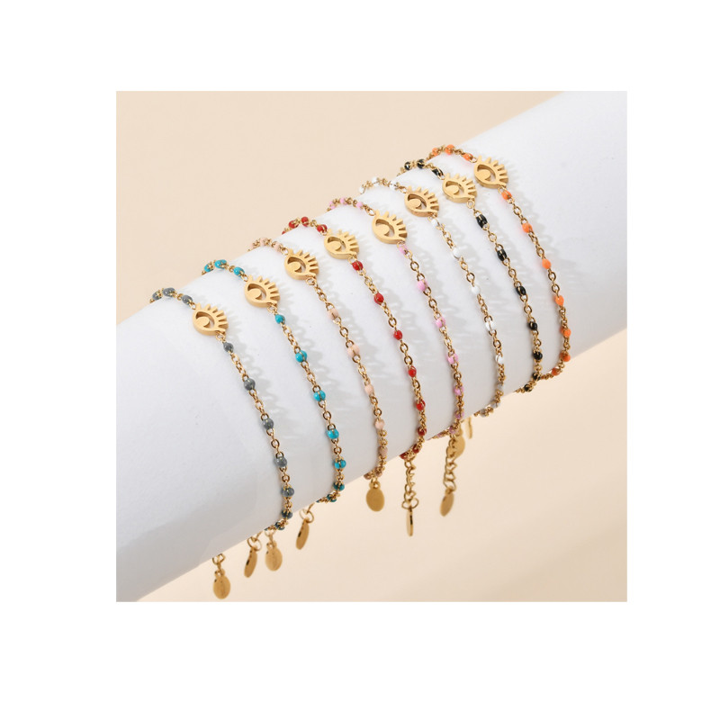 Thin Chain Stainless Steel Bracelet Women Gold Color Evil Eye Turkish Jewelry Bangle Boho Wedding Bracelet