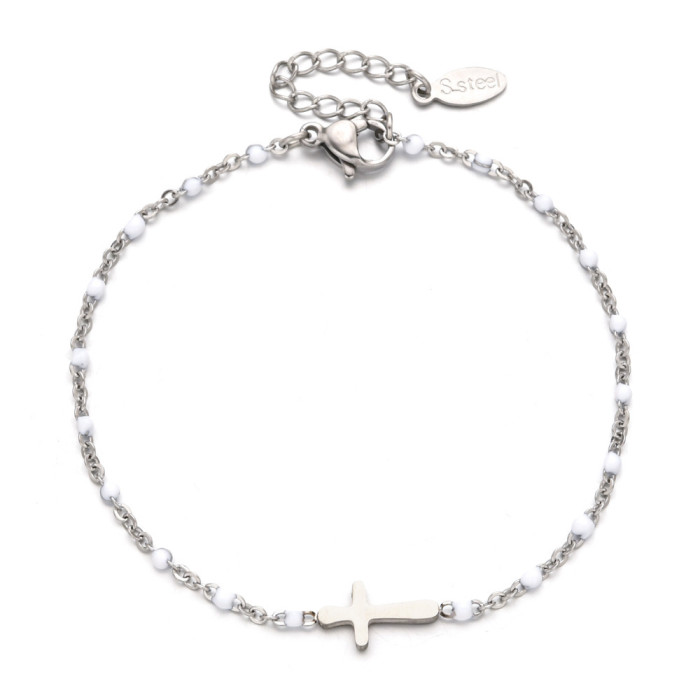 New Fashion Cross Stainless Steel Chain Gold Layer Bracelet Jewelry for Women Gift