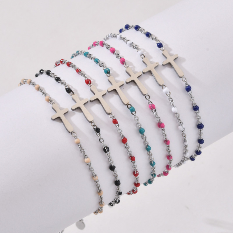 Cross Bracelet Friendship Bracelet Gift Bracelets for Women/Girls/Kids Gold Color Stainless Steel Jewelry