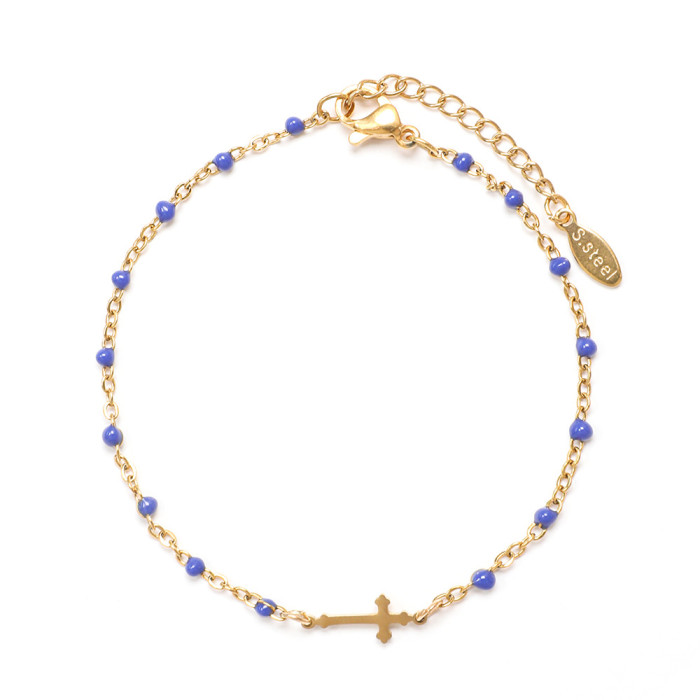 Gold Plated Cross Bracelet for Men Women Fashion Women's Bracelets Stainless Steel Hand Jewelry for Lover Gift